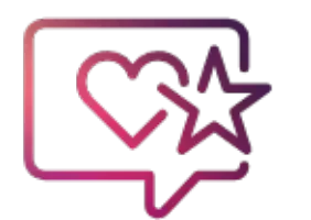 A heart and star inside a word bubble